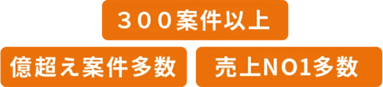 ３００案件以上・億超え案件多数・売上NO1多数